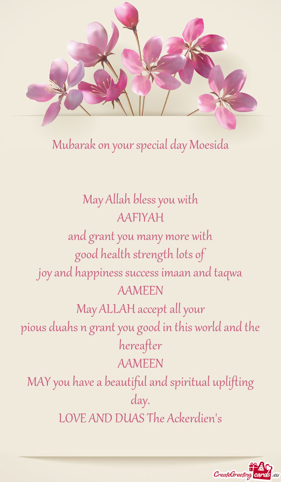 Mubarak on your special day Moesida