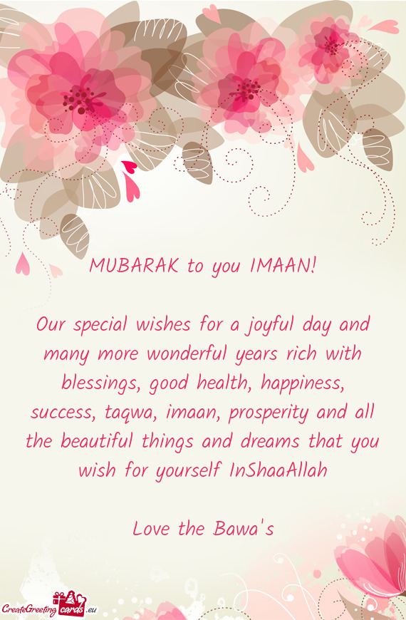 MUBARAK to you IMAAN