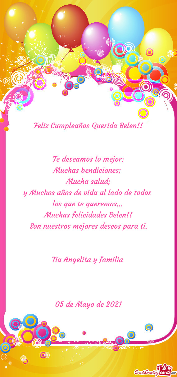 Muchas felicidades Belen