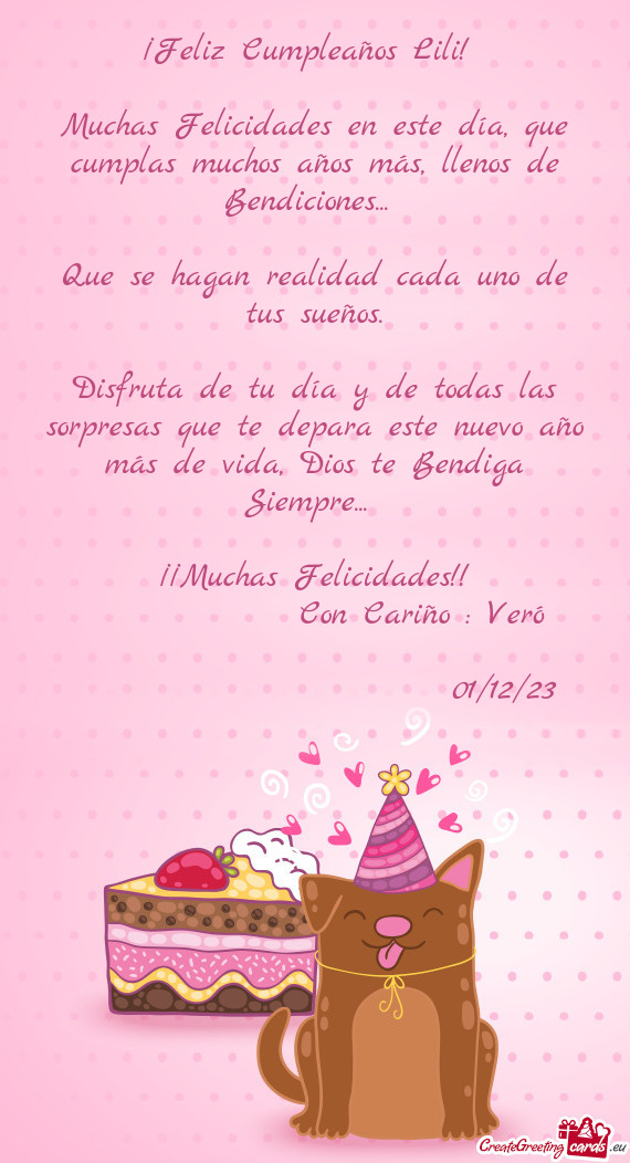 Muchas Felicidades en este día, que cumplas muchos años más, llenos de Bendiciones