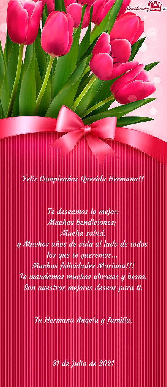 Muchas felicidades Mariana