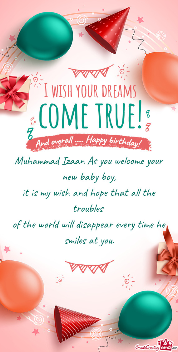 Muhammad Izaan As you welcome your new baby boy