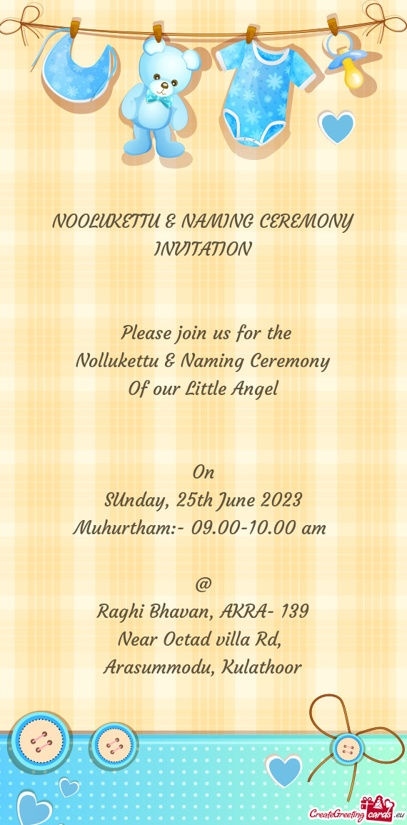 Muhurtham:- 09.00-10.00 am