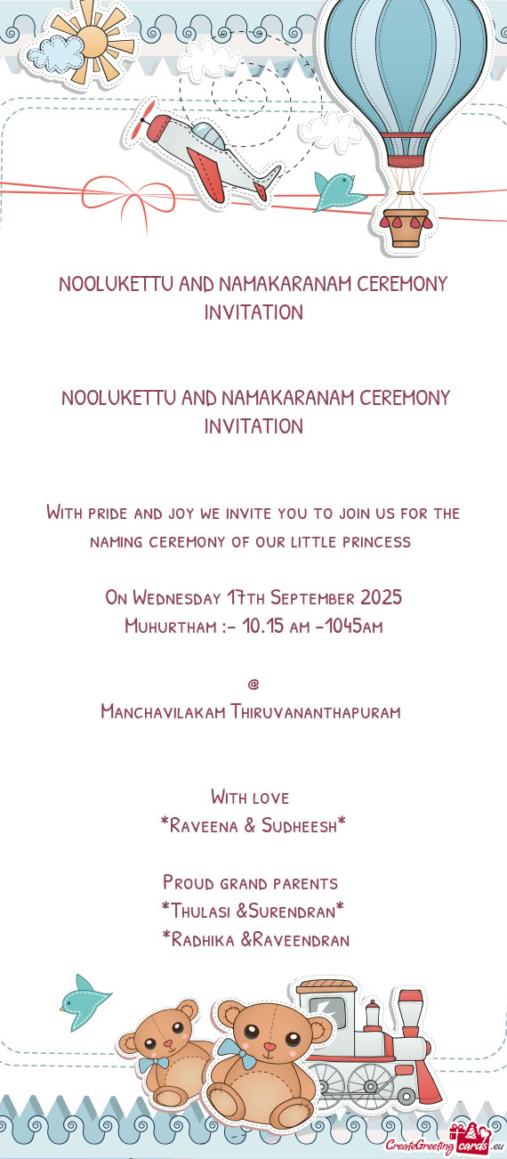 Muhurtham :- 10.15 am -1045am