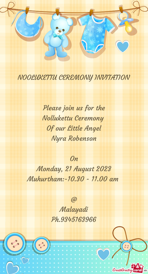 Muhurtham:-10.30 - 11.00 am