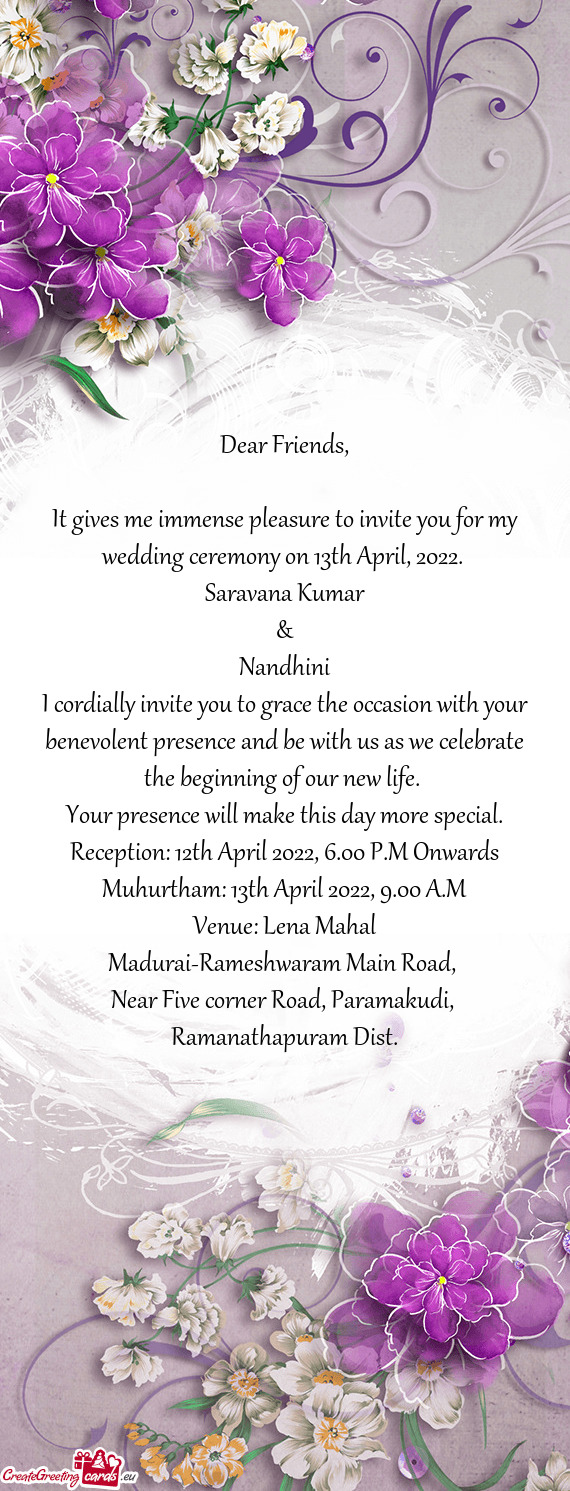 Muhurtham: 13th April 2022, 9.00 A.M