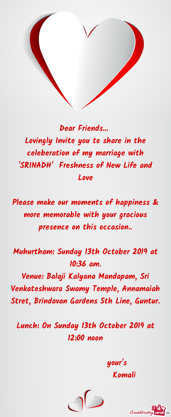 Muhurtham: Sunday 13th October 2019 at 10:36 am