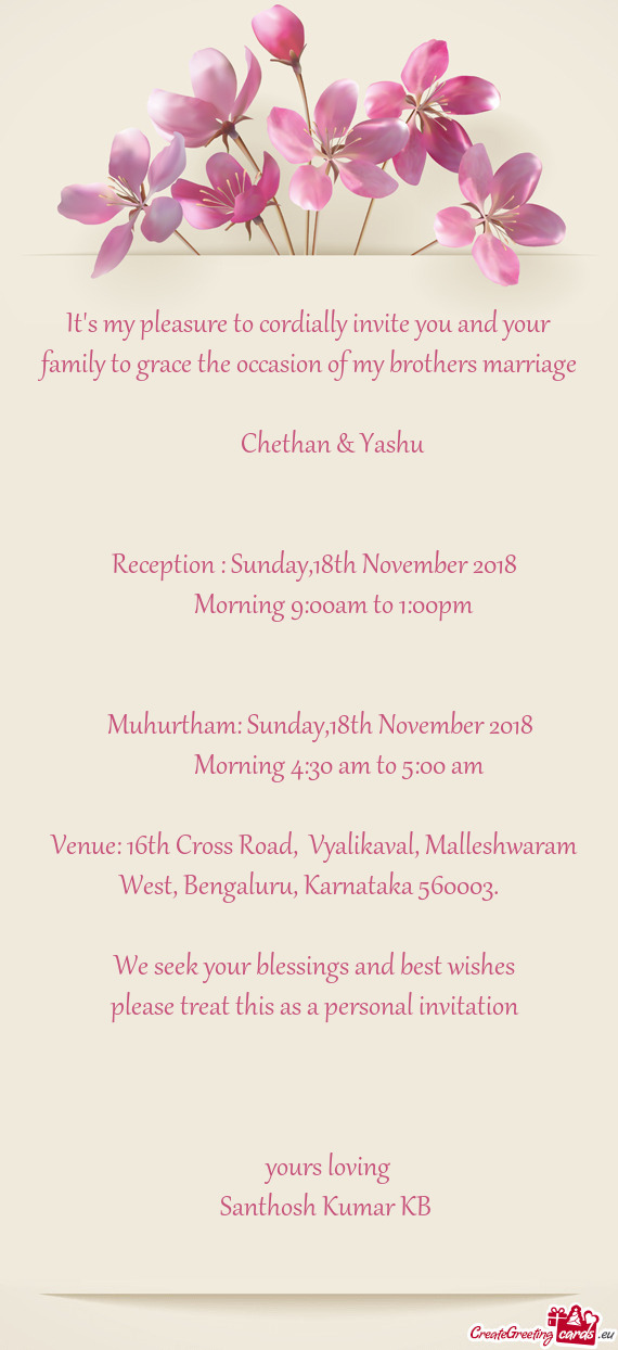 Muhurtham: Sunday,18th November 2018