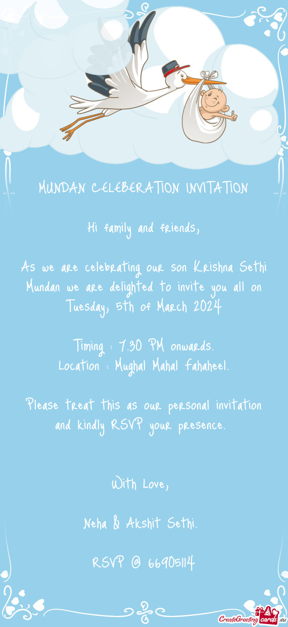 MUNDAN CELEBERATION INVITATION