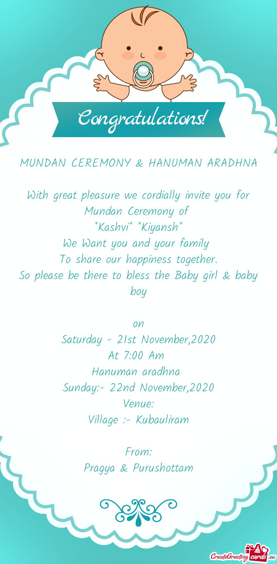 MUNDAN CEREMONY & HANUMAN ARADHNA