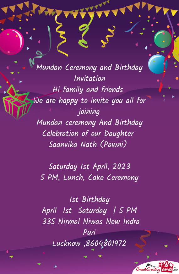 Mundan ceremony And Birthday Celebration of our Daughter