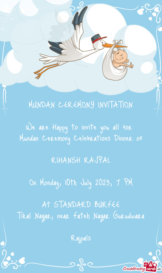 Mundan Ceremony Celebrations Dinner of