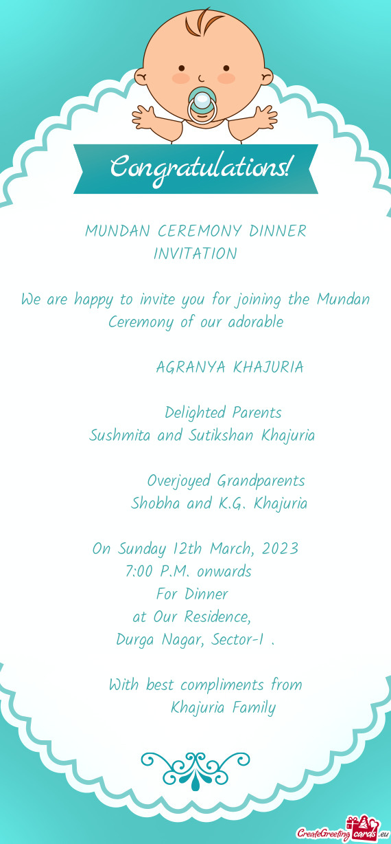 MUNDAN CEREMONY DINNER