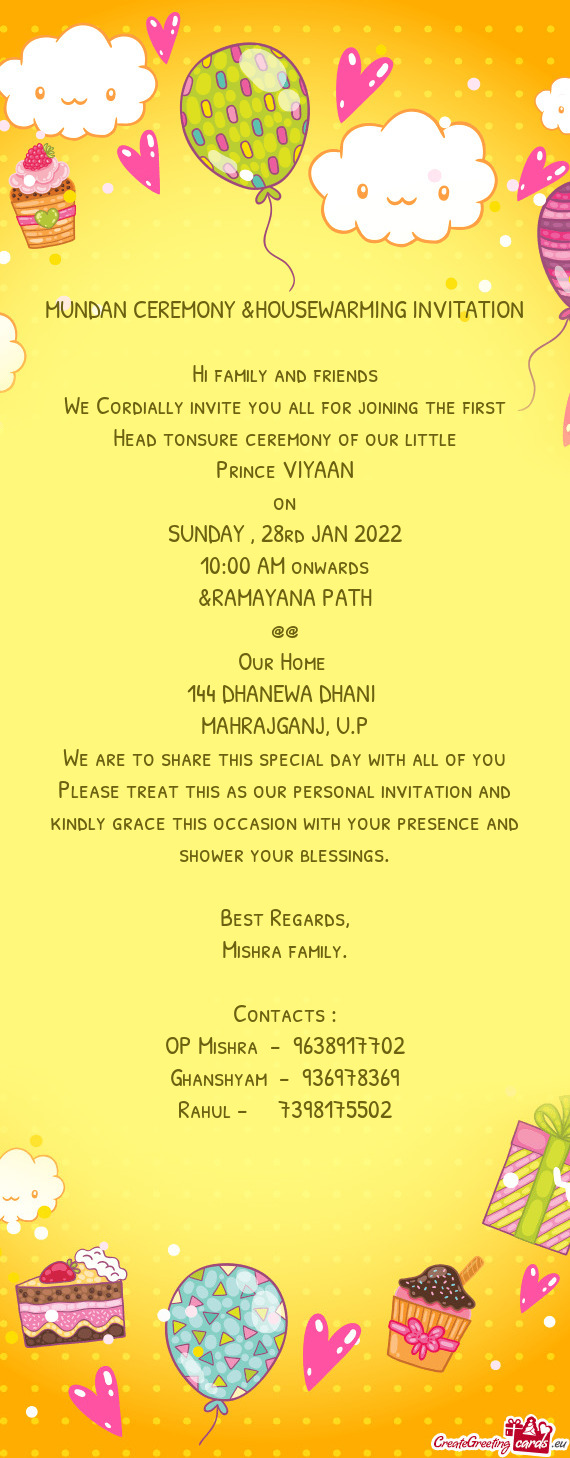 MUNDAN CEREMONY &HOUSEWARMING INVITATION