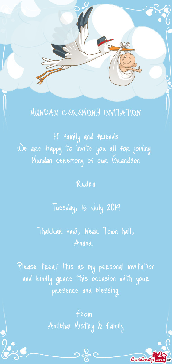 MUNDAN CEREMONY INVITATION