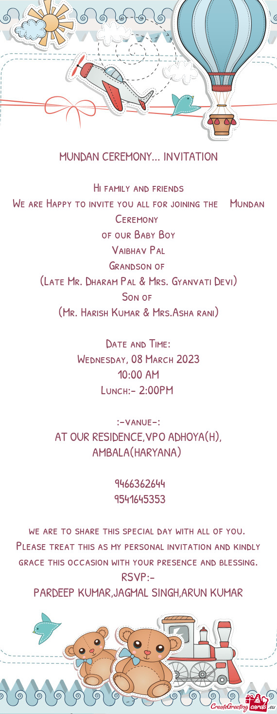 MUNDAN CEREMONY... INVITATION