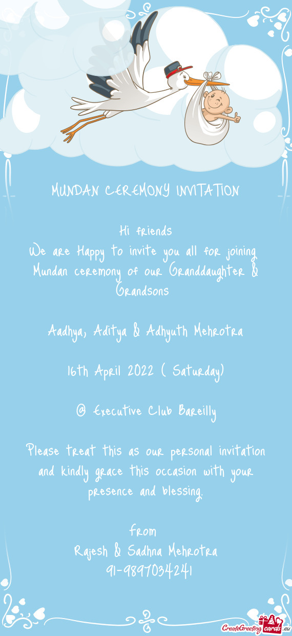 Mundan ceremony of our Granddaughter & Grandsons