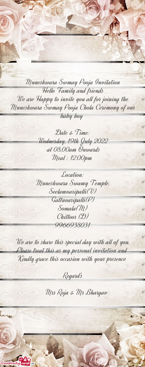 Muneshwara Swmay Pooja Chola Ceremony of our baby boy