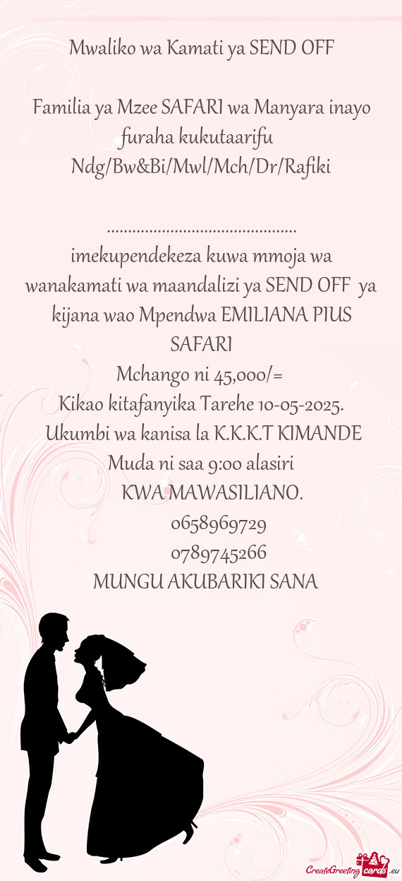 Mwaliko wa Kamati ya SEND OFF