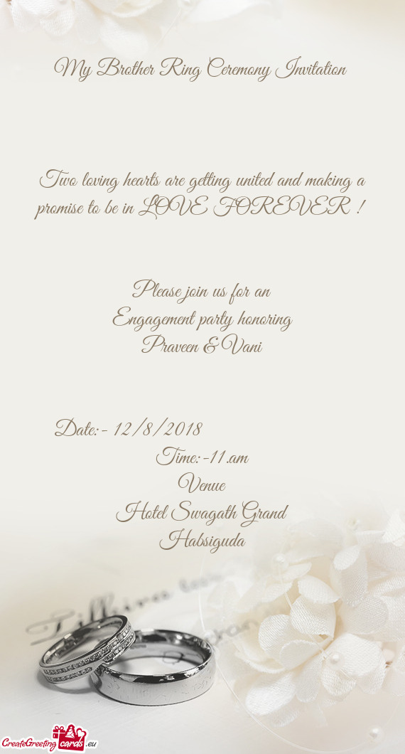 My Brother Ring Ceremony Invitation