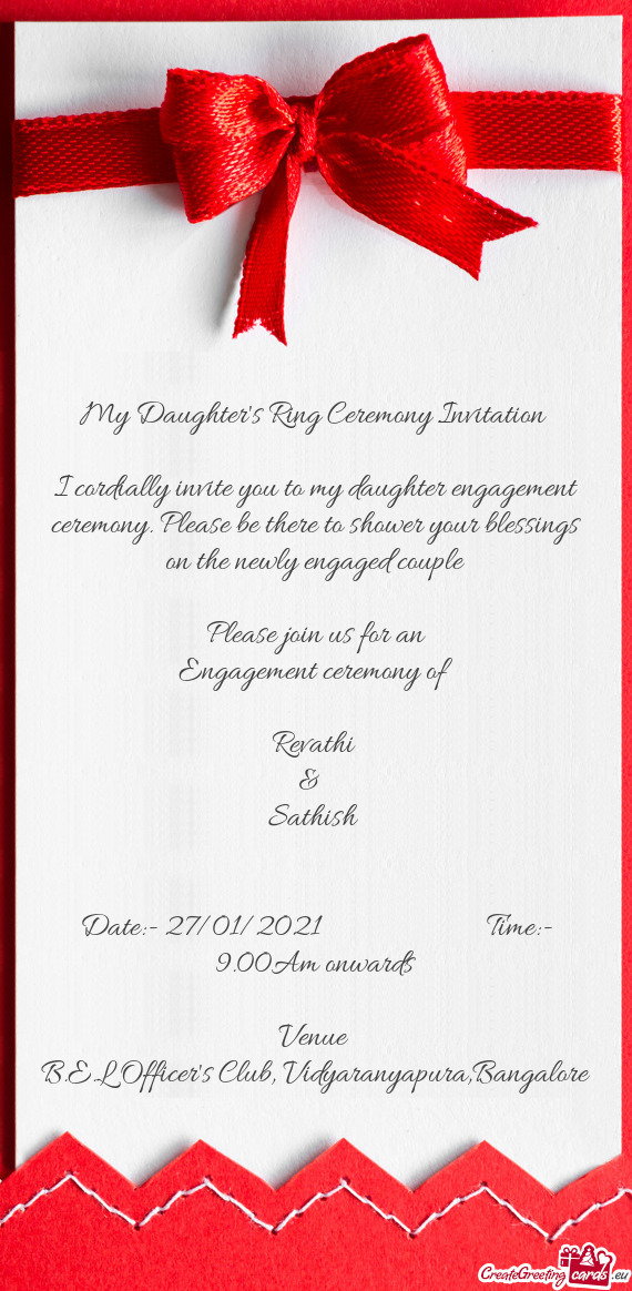 My Daughter s Ring Ceremony Invitation     I cordially