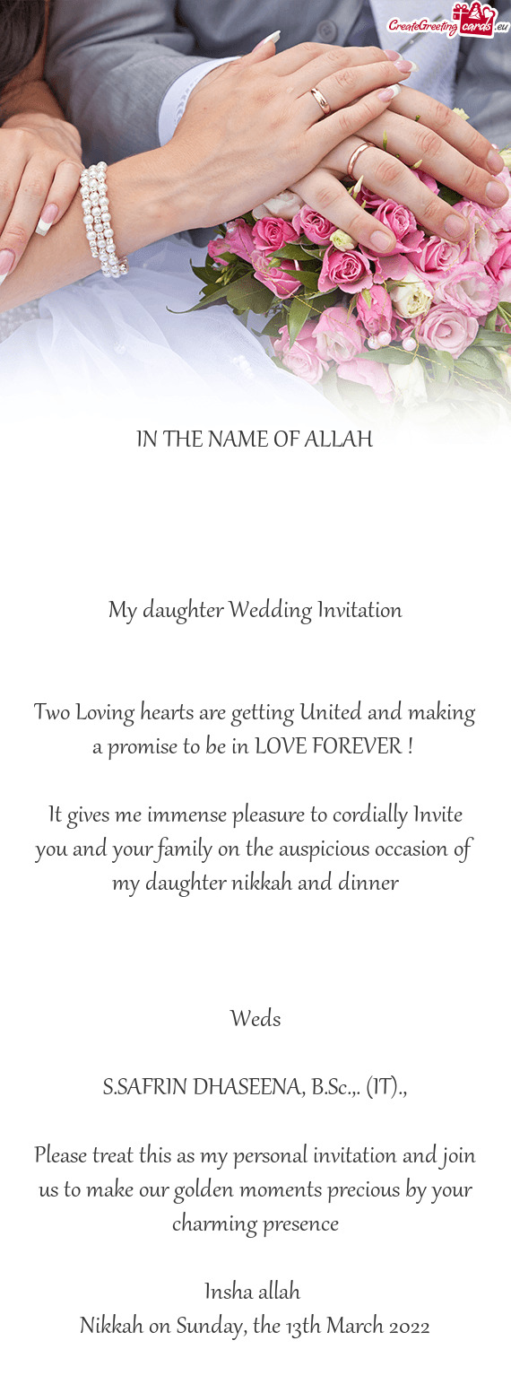 My daughter Wedding Invitation