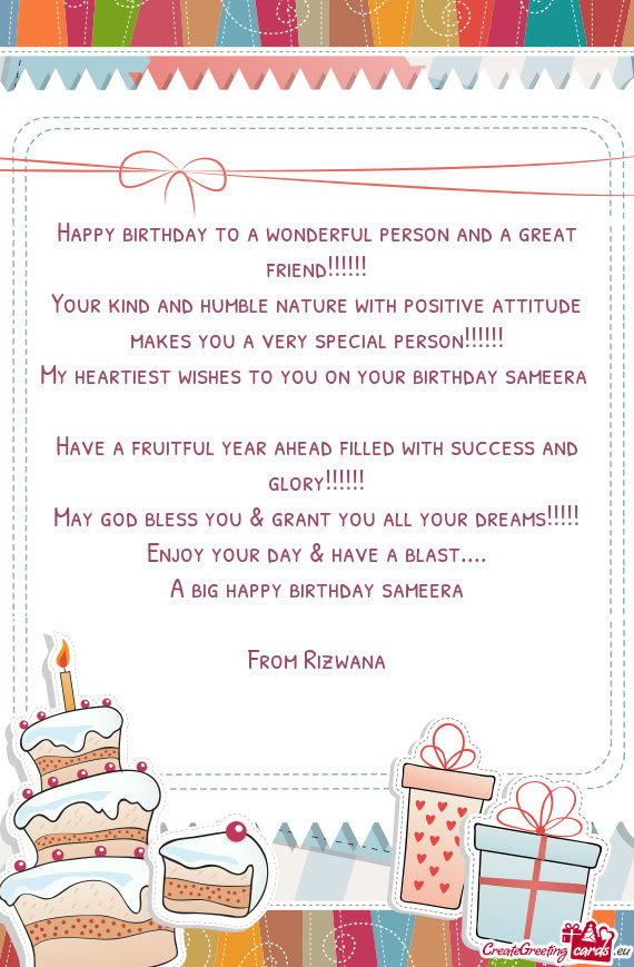 My heartiest wishes to you on your birthday sameera