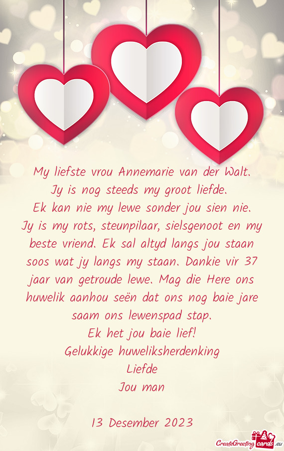 My liefste vrou Annemarie van der Walt