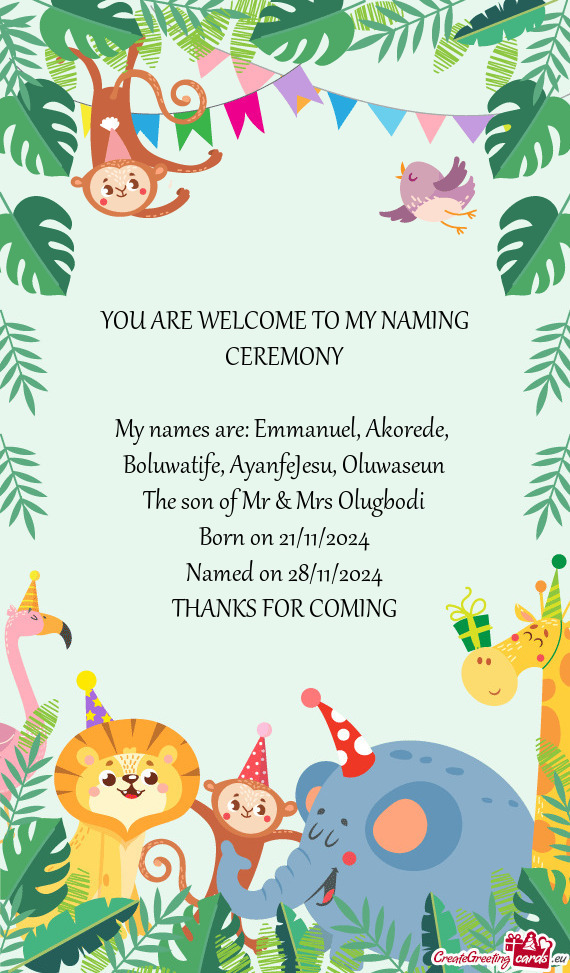 My names are: Emmanuel, Akorede