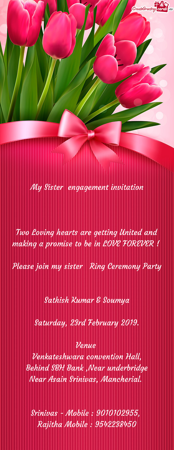 My Sister engagement invitation