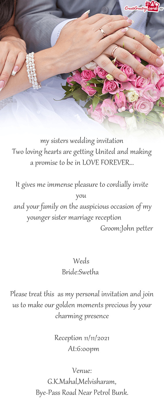 My sisters wedding invitation