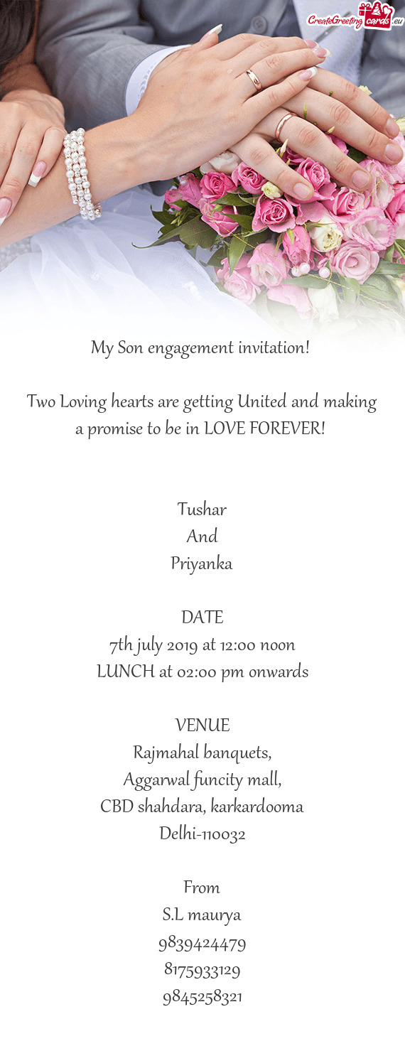 My Son engagement invitation! 