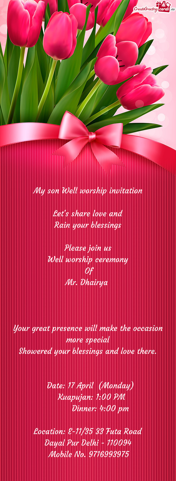 My son Well worship invitation