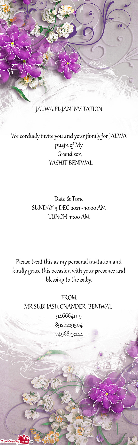 N
  YASHIT BENIWAL 
 
 
 
 Date & Time
 SUNDAY 5 DEC 2021 - 10