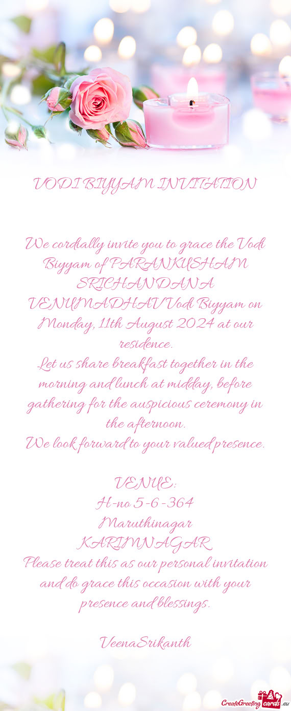 N Monday, 11th August 2024 at our residence