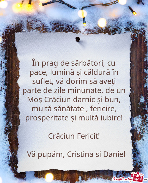 ?n prag de sărbători, cu pace, lumină și căldură în suflet, vă dorim să aveți parte de zi