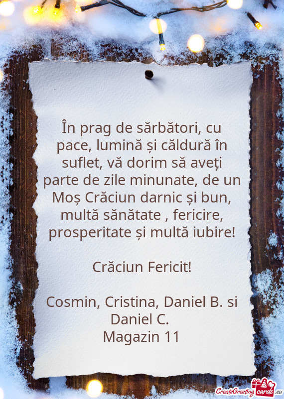 ?n prag de sărbători, cu pace, lumină și căldură în suflet, vă dorim să aveți parte de zi