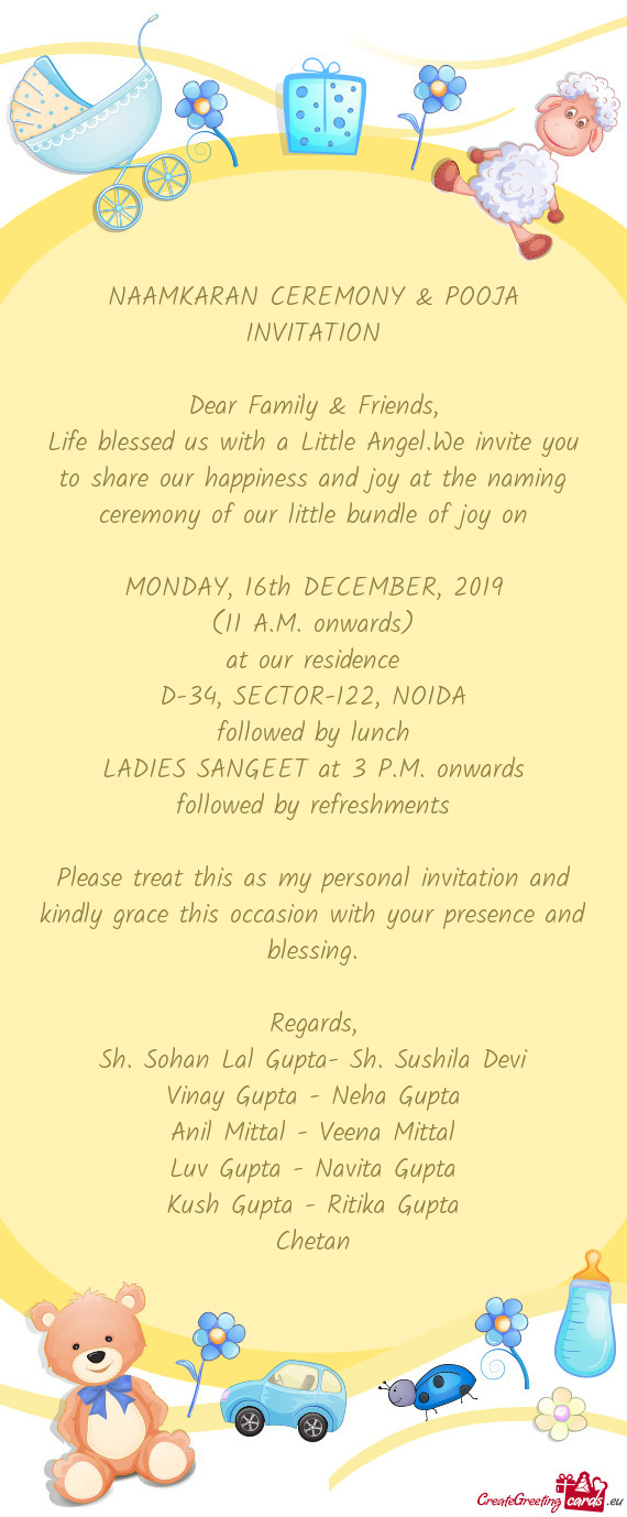 NAAMKARAN CEREMONY & POOJA INVITATION