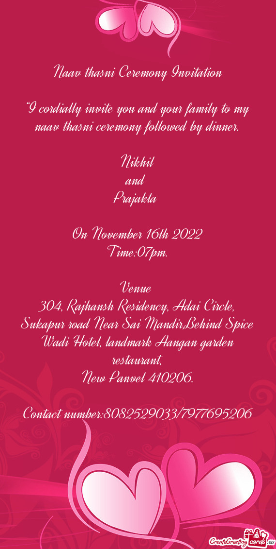 Naav thasni Ceremony Invitation