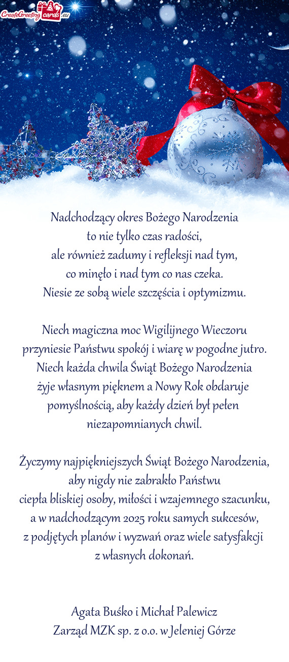 Nadchodzący okres Bożego Narodzenia