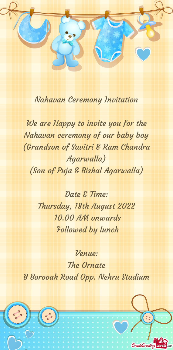 Nahavan Ceremony Invitation