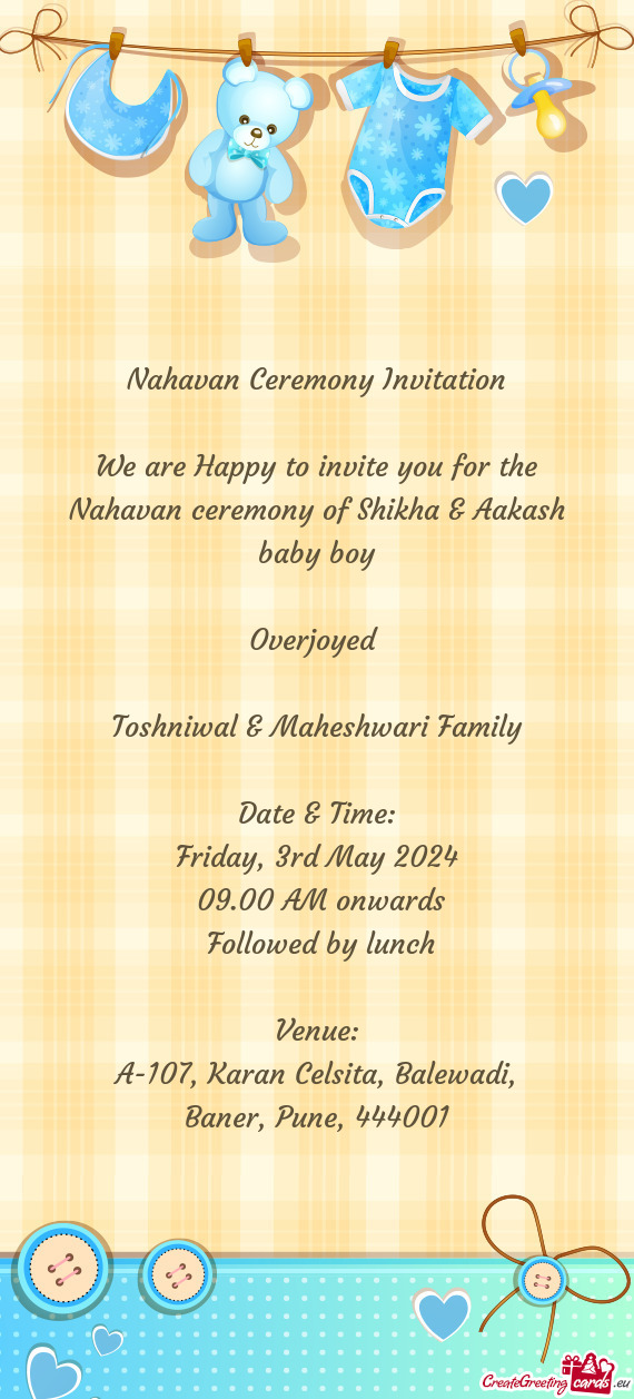 Nahavan ceremony of Shikha & Aakash baby boy