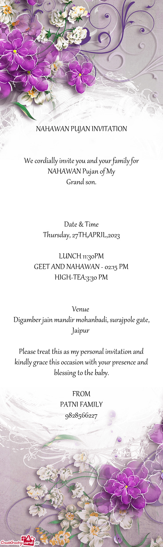 NAHAWAN PUJAN INVITATION