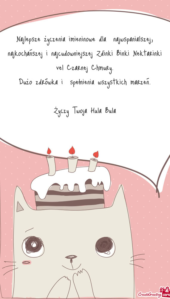 Najlepsze życzenia imieninowe dla najwspanialszej, najkochańszej i najcudowniejszej Zdinki Binki