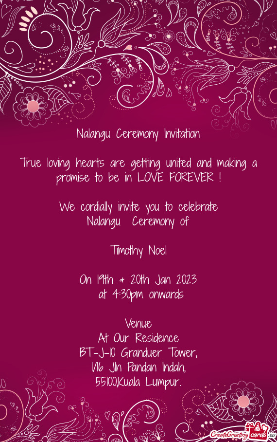 Nalangu Ceremony Invitation