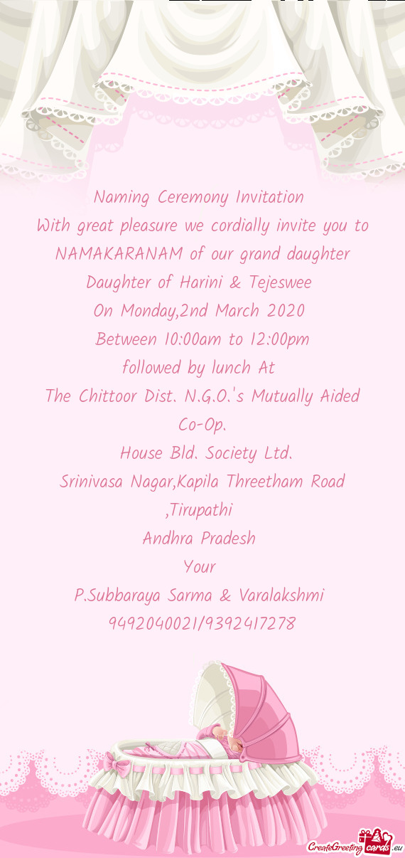 NAMAKARANAM of our grand daughter