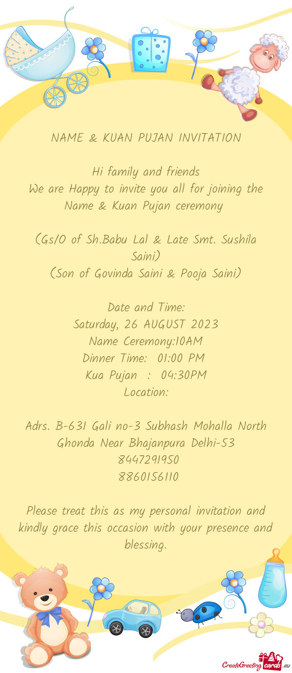 NAME & KUAN PUJAN INVITATION