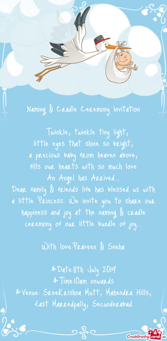 Naming & Cradle Ceremony Invitation