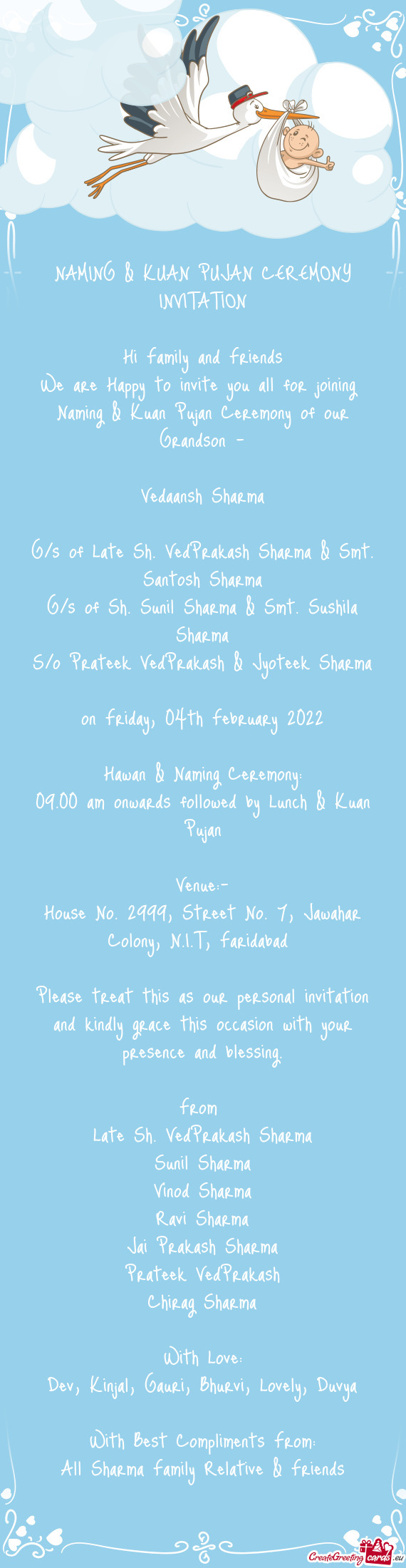 NAMING & KUAN PUJAN CEREMONY INVITATION