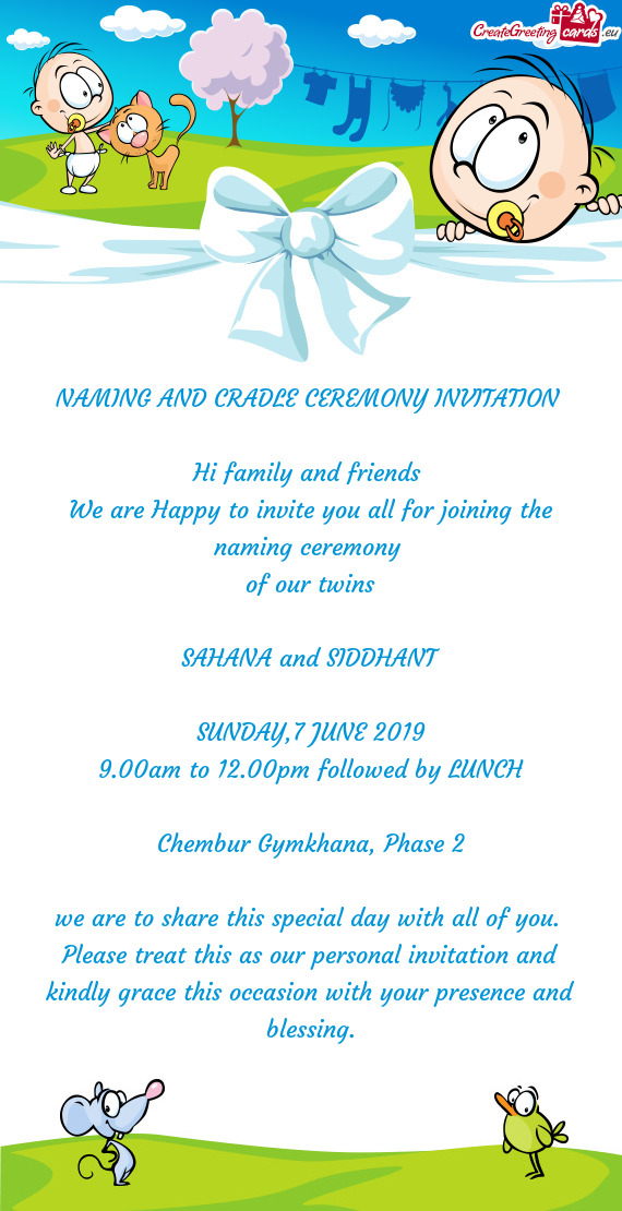 NAMING AND CRADLE CEREMONY INVITATION